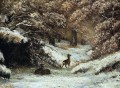Ciervos refugiándose en invierno